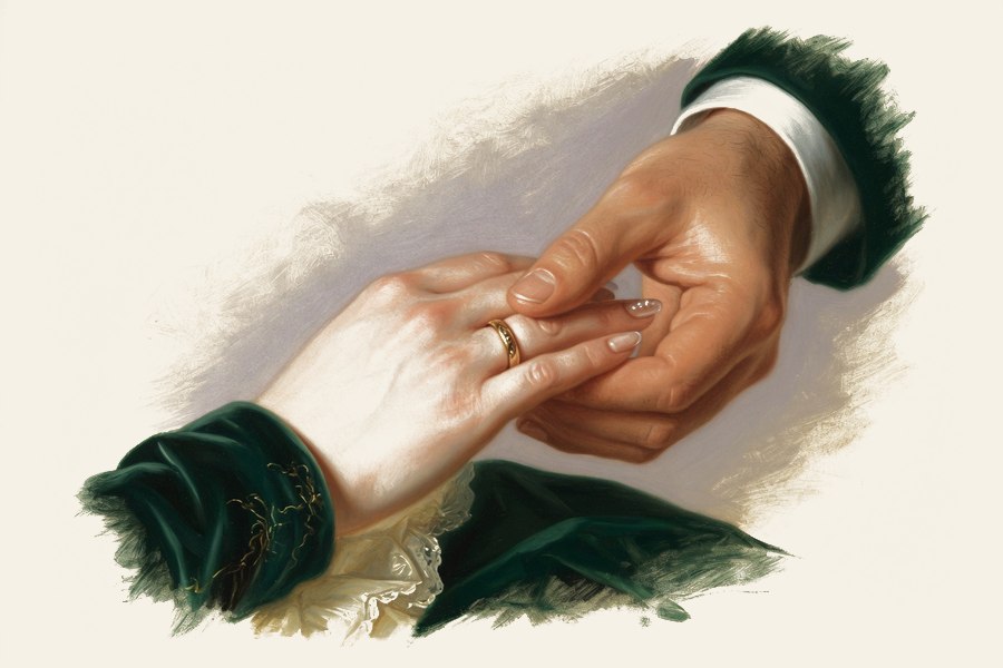 Wedding vows — a ring placed on a hand
